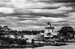 Pomham Rocks Lighthouse on Rocky Island in Rhode Island